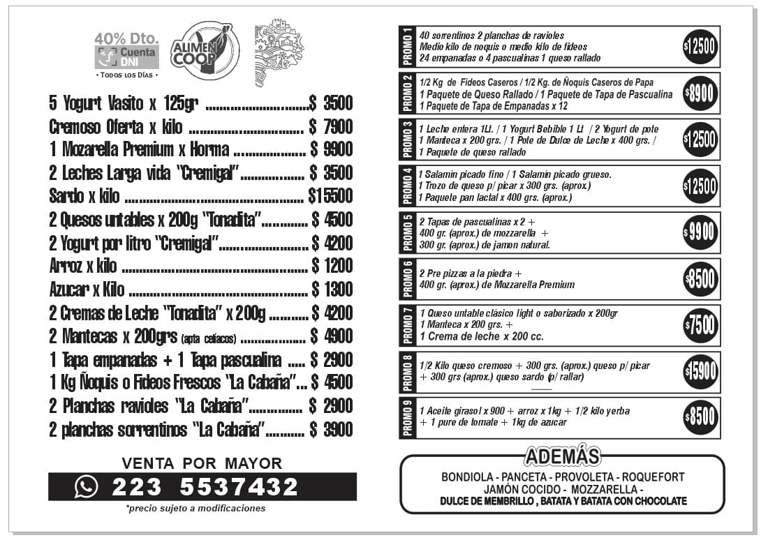 Cronograma para mayo del camión Alimencoop