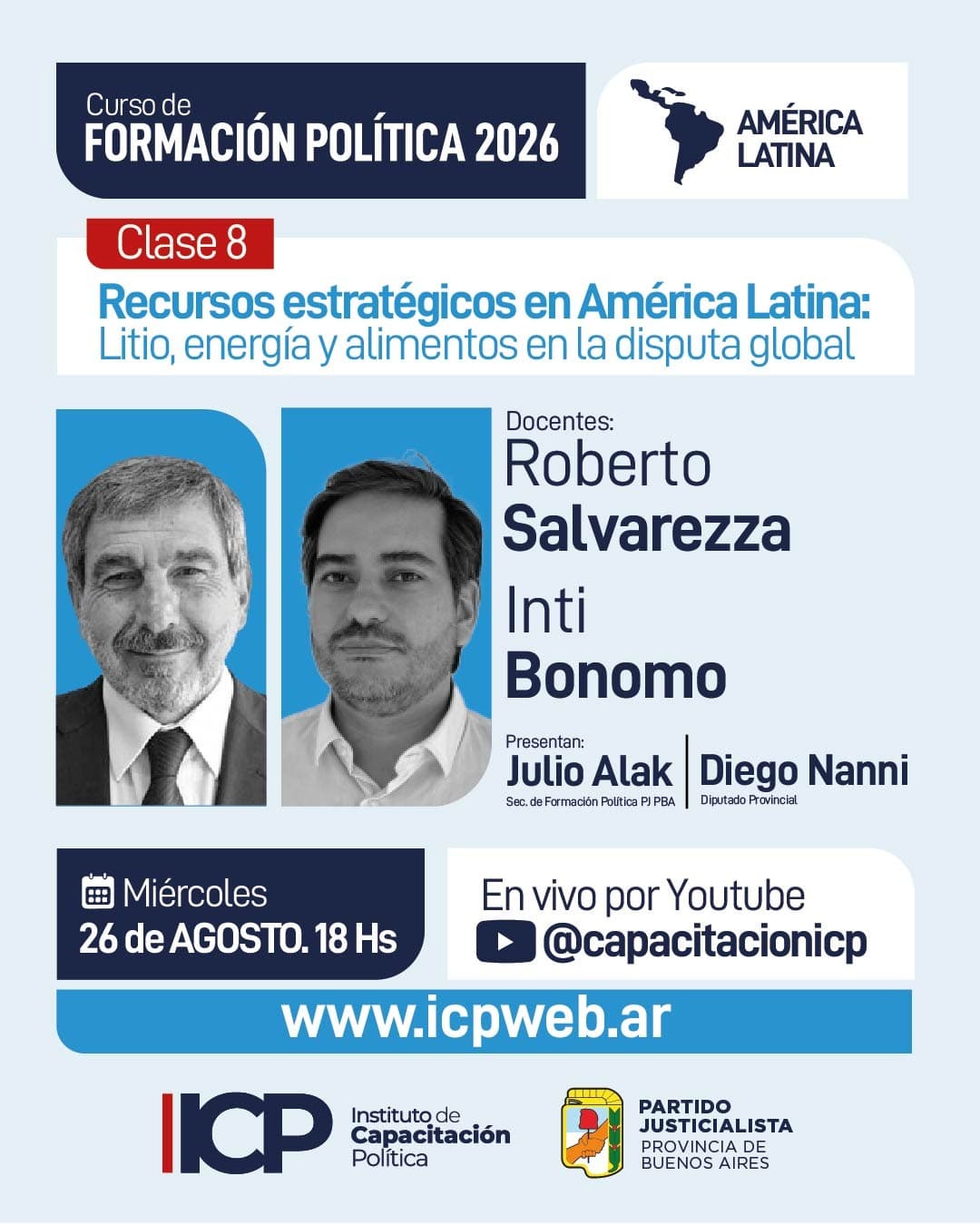 26 de agosto: Clase 8 del Curso de Formación Política